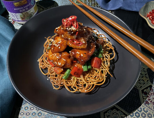 Peking Pork With Crispy Noodles